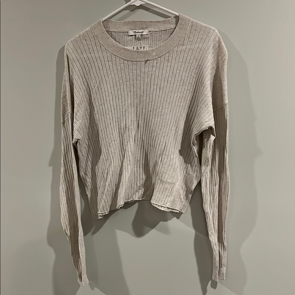 Madewell Ribbed Long Sleeve Tee - Light Gray